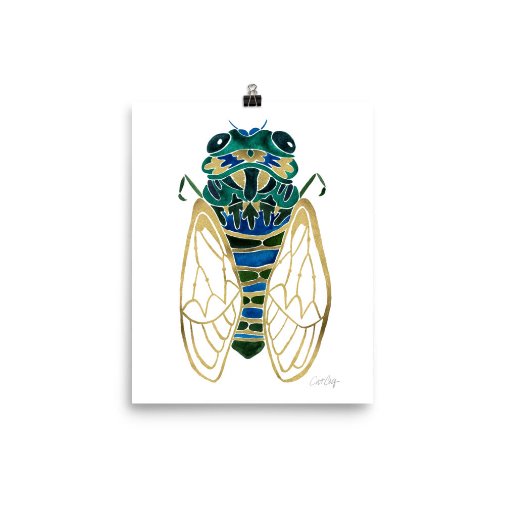 Cicada – Green & Gold Palette • Art Print