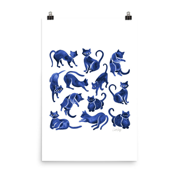 Cat Positions – Navy Palette • Art Print