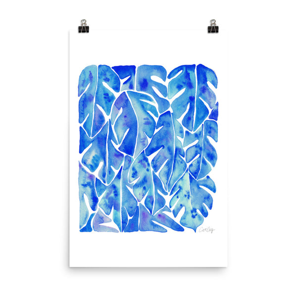 Split Leaf Philodendron – Blue Palette • Art Print