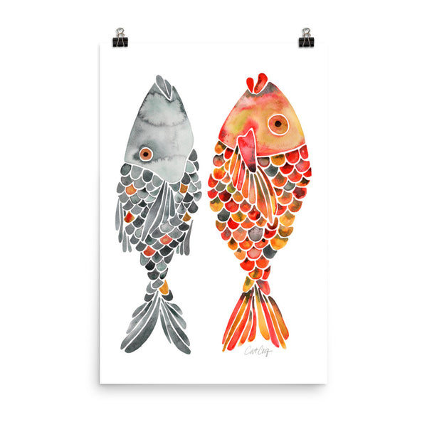 Indonesian Fish – Black & Orange Palette  •  Art Print