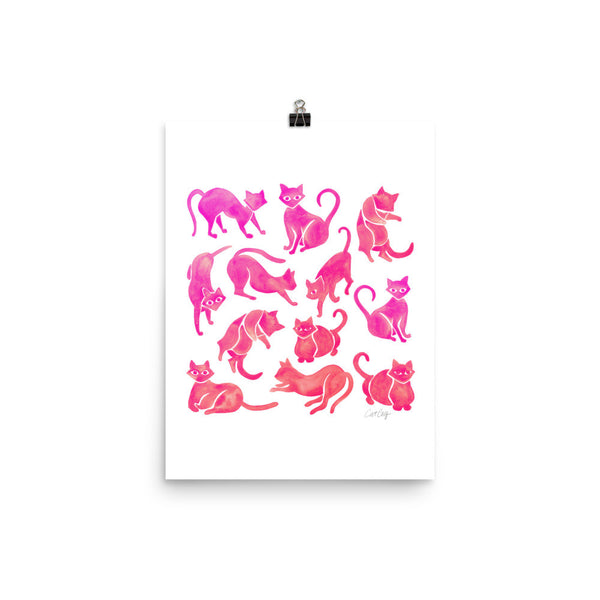 Cat Positions – Pink Ombré Palette • Art Print