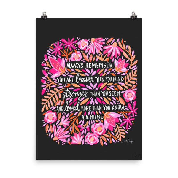 Always Remember – Pink on Charcoal • Art Print