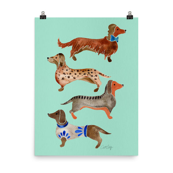 Dachshunds – Mint Palette • Art Print