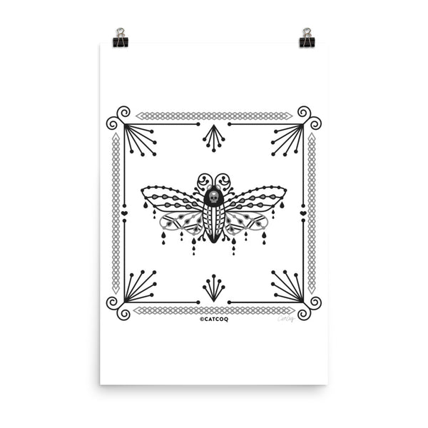 Death's Head Hawkmoth – Black & White Palette • Art Print