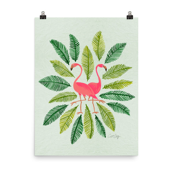 Flamingos and Fronds • Art Print