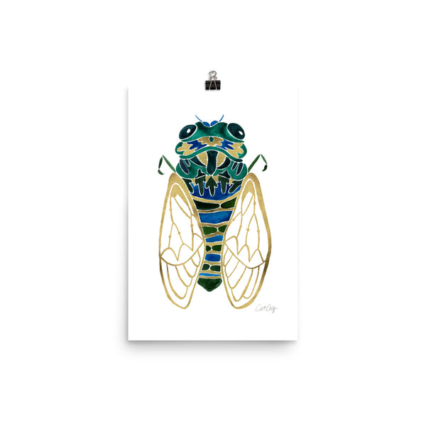 Cicada – Green & Gold Palette • Art Print