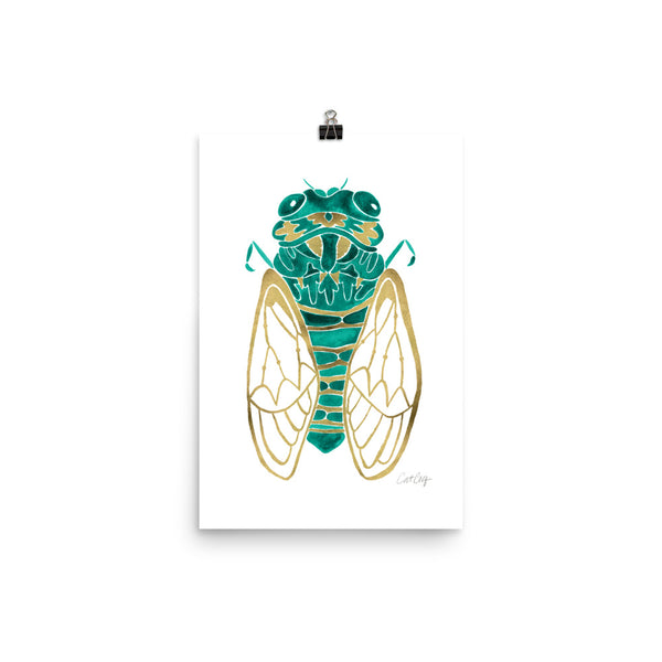 Cicada – Emerald & Gold Palette • Art Print