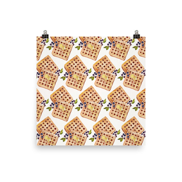 Blueberry Breakfast Waffle Pattern • Art Print