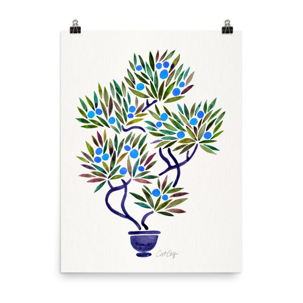 Bonsai Fruit Tree – Blue Palette • Art Print