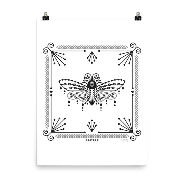 Death's Head Hawkmoth – Black & White Palette • Art Print
