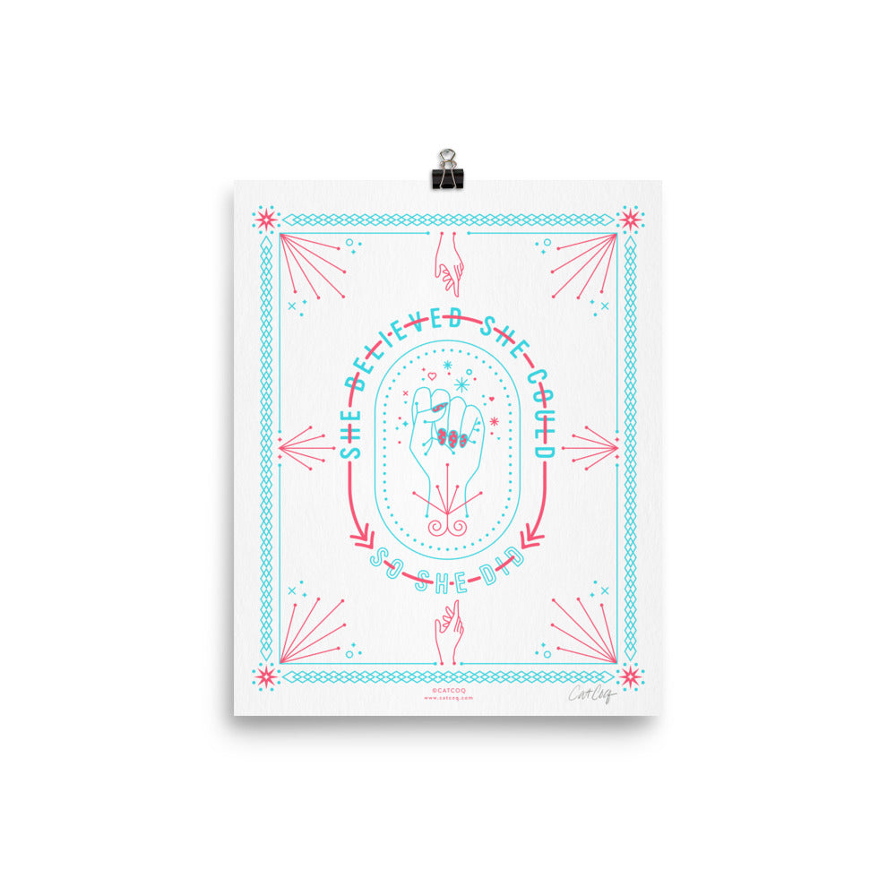 She Believed – Red & Cyan Palette • Art Print