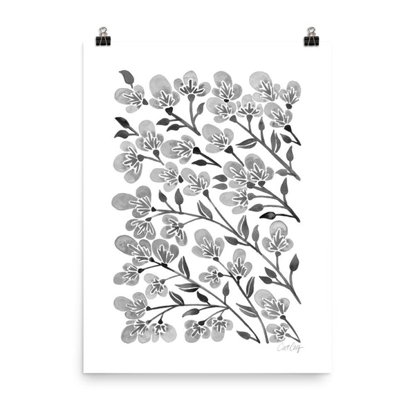 Cherry Blossoms – Grey Palette • Art Print