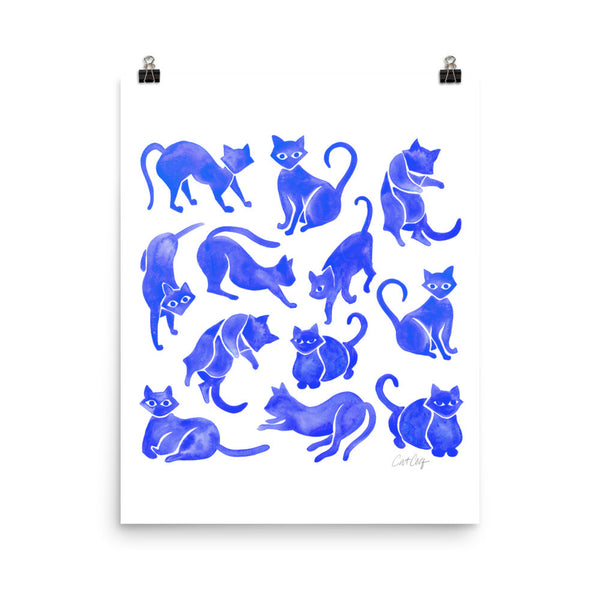 Cat Positions – Blue Palette • Art Print