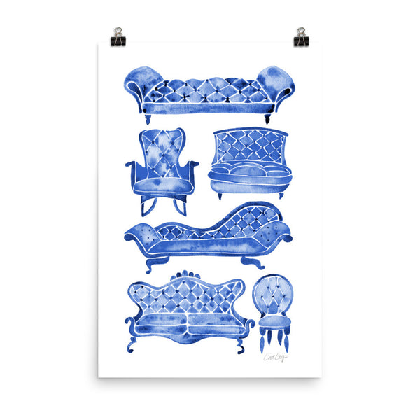 Victorian Lounge – Navy Palette • Art Print
