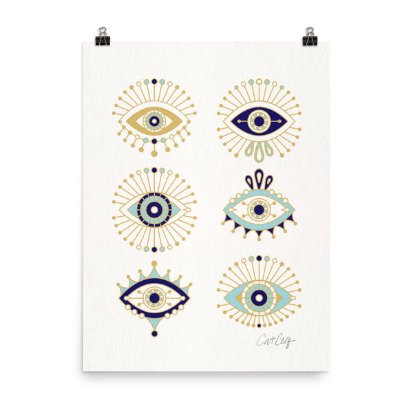 Evil Eyes – White Background • Art Print