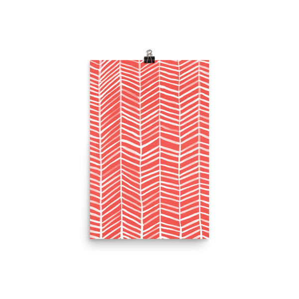 Herringbone – Coral Palette • Art Print