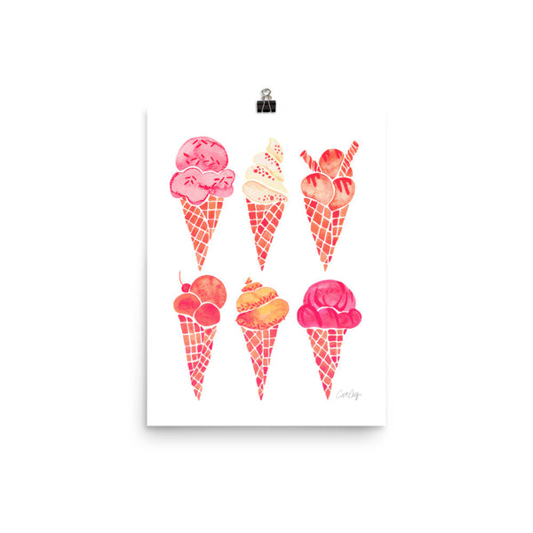 Ice Cream Cones – Peachy Pink Palette • Art Print