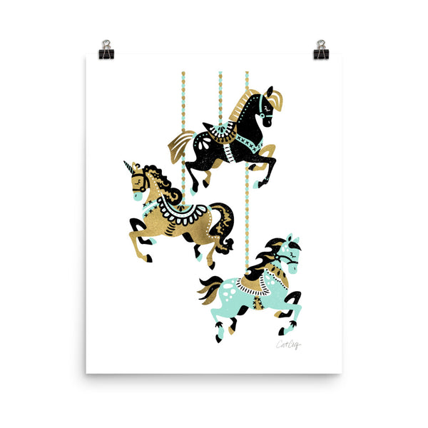 Carousel Horses - Mint Gold
