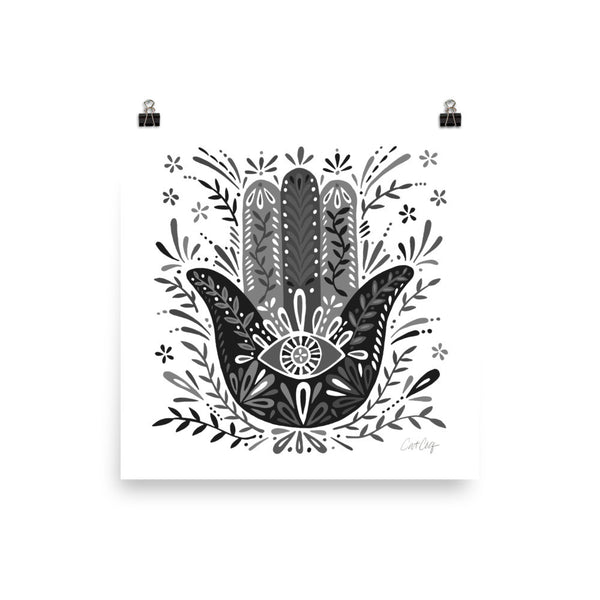 Hamsa Hand – Black Palette • Art Print