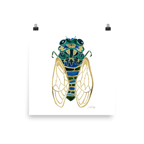 Cicada – Green & Gold Palette • Art Print