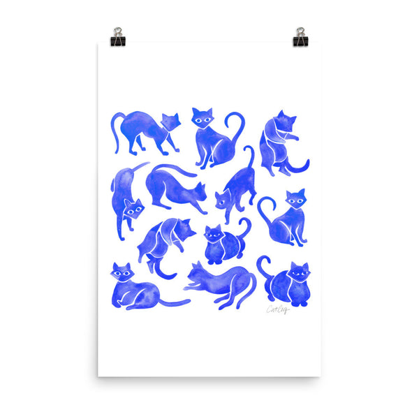 Cat Positions – Blue Palette • Art Print