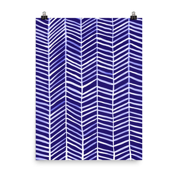 Herringbone – Navy Palette • Art Print