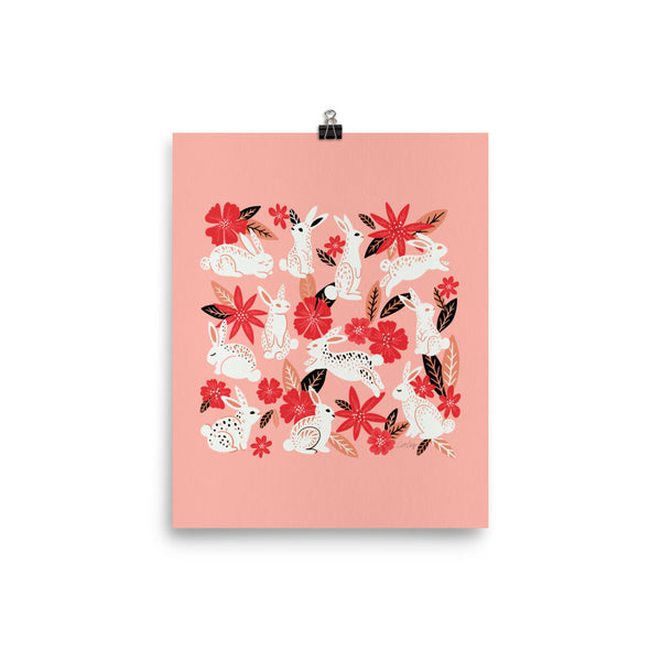 Bunnies and Blooms - Pink Black