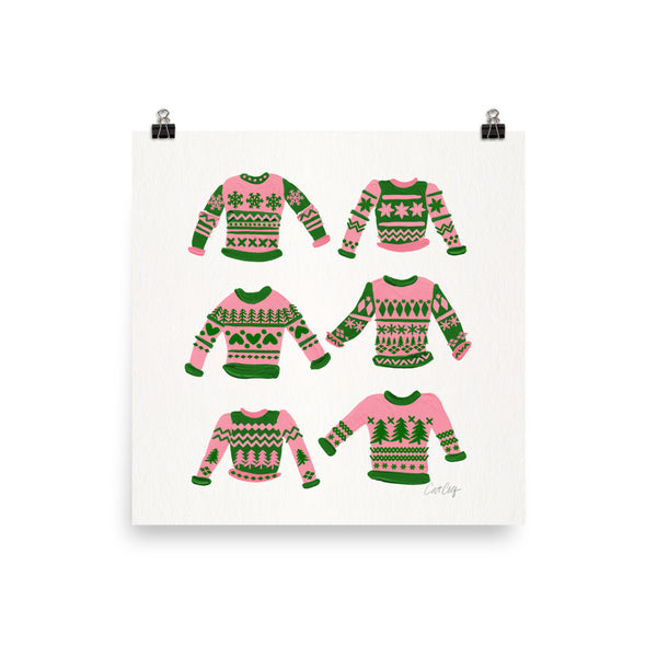 Christmas Sweaters - Pink Green