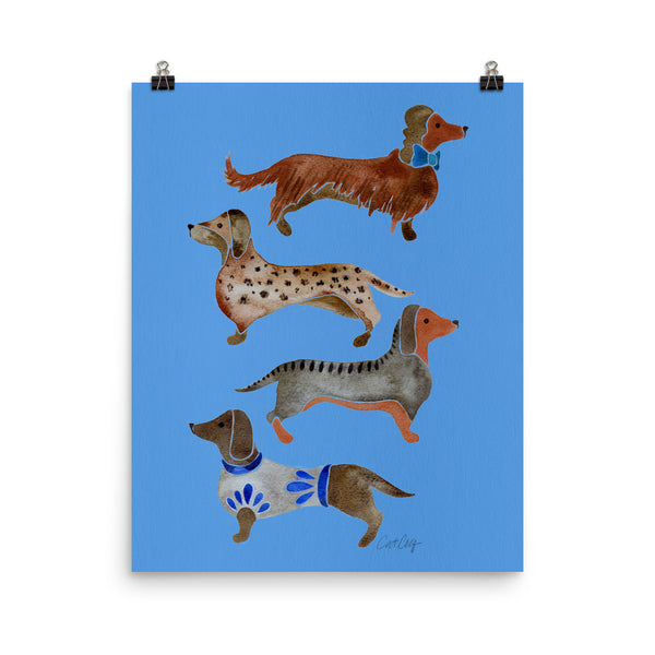 Dachshunds – Cornflower Blue Palette • Art Print