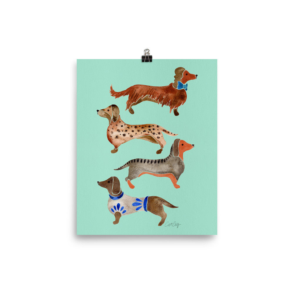 Dachshunds – Mint Palette • Art Print