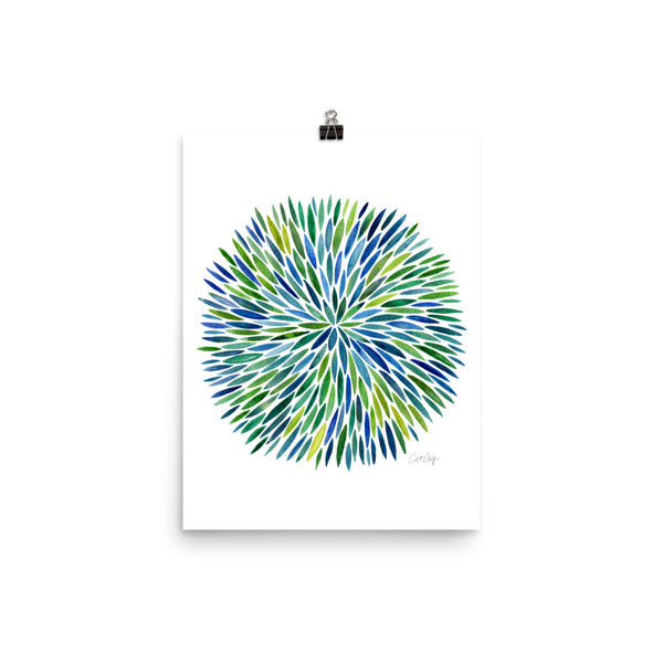 Watercolor Burst – Blue/Green Palette • Art Print