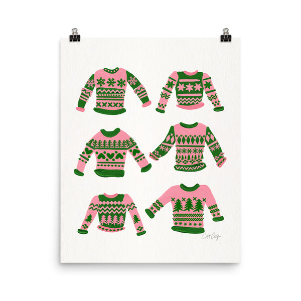 Christmas Sweaters - Pink Green