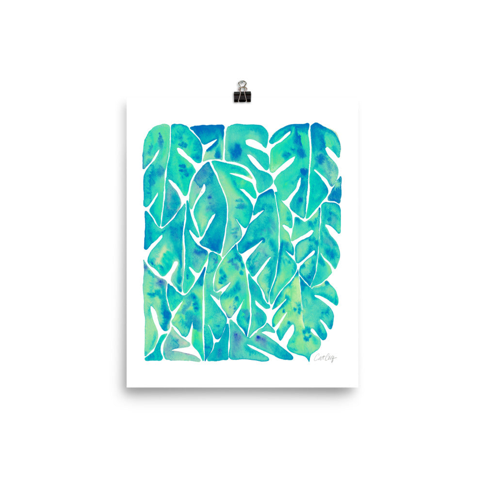 Split Leaf Philodendron – Turquoise Palette • Art Print