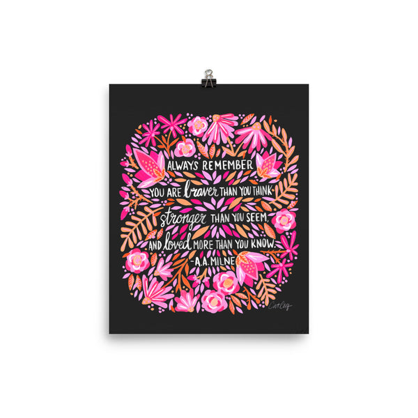 Always Remember – Pink on Charcoal • Art Print