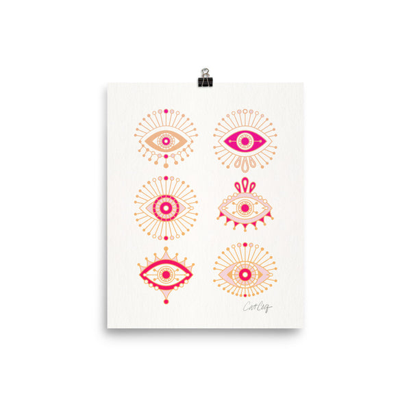 Evil Eyes – Pink Ombré Palette • Art Print