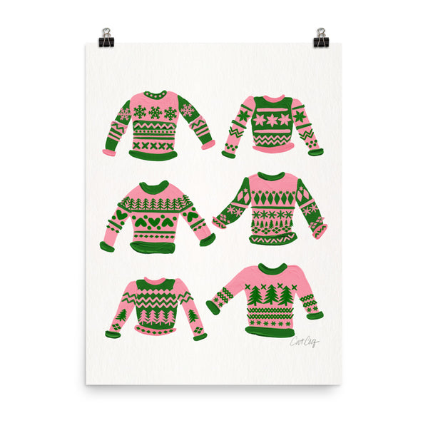 Christmas Sweaters - Pink Green