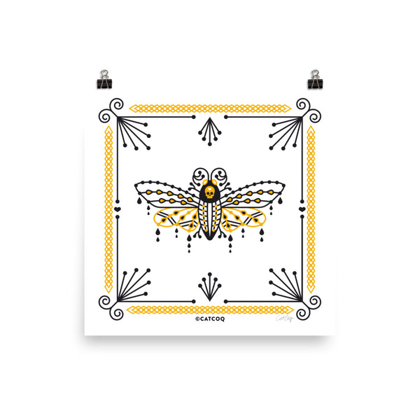 Death's Head Hawkmoth – Yellow & Black Palette • Art Print
