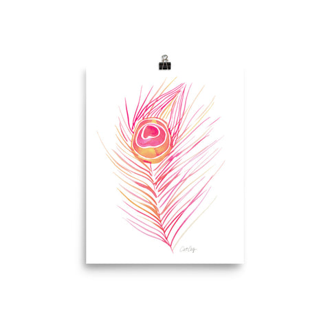 Peacock Feather – Peachy Pink Palette • Art Print