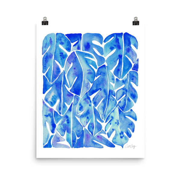Split Leaf Philodendron – Blue Palette • Art Print