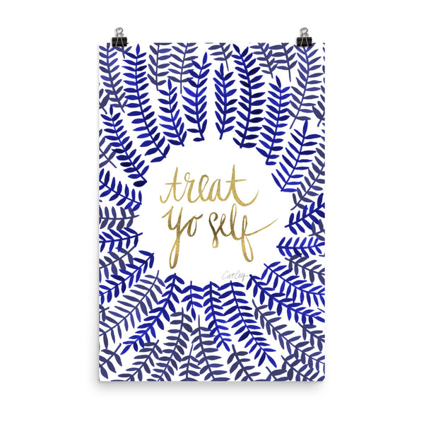 Treat Yo Self – Navy & Gold Palette • Art Print