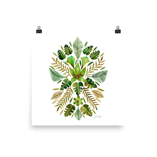 Tropical Symmetry – Olive & Green Palette • Art Print