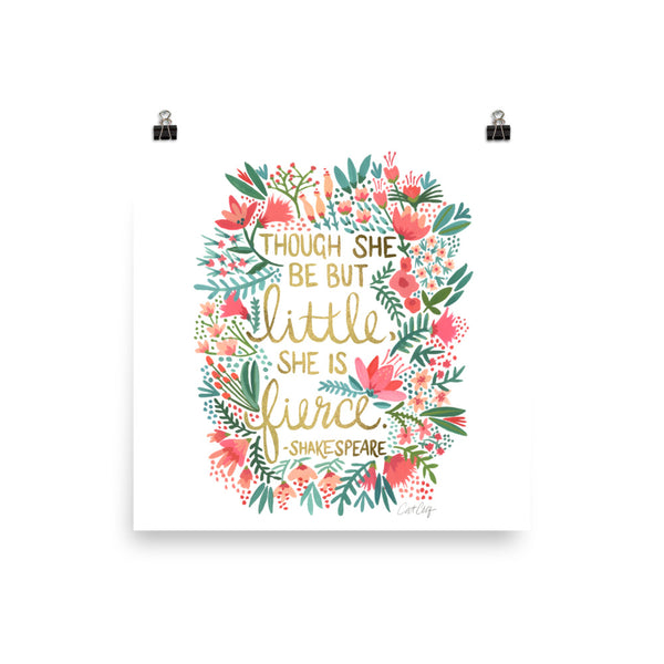 Little & Fierce – Gold Lettering • Art Print