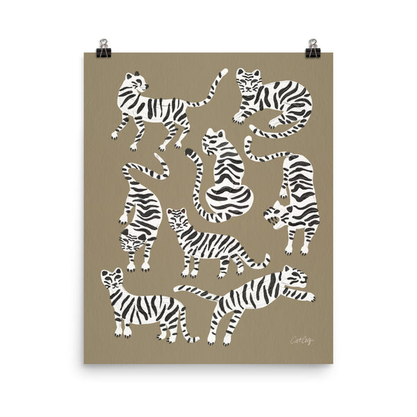 Tiger Collection - White on Taupe
