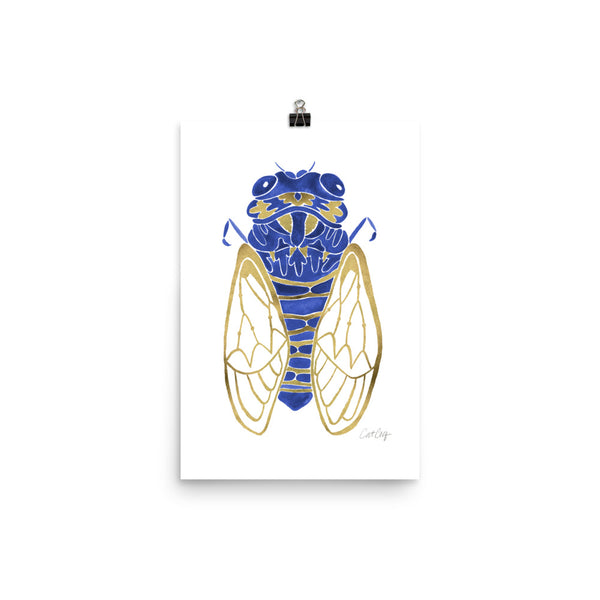 Cicada – Navy & Gold Palette • Art Print