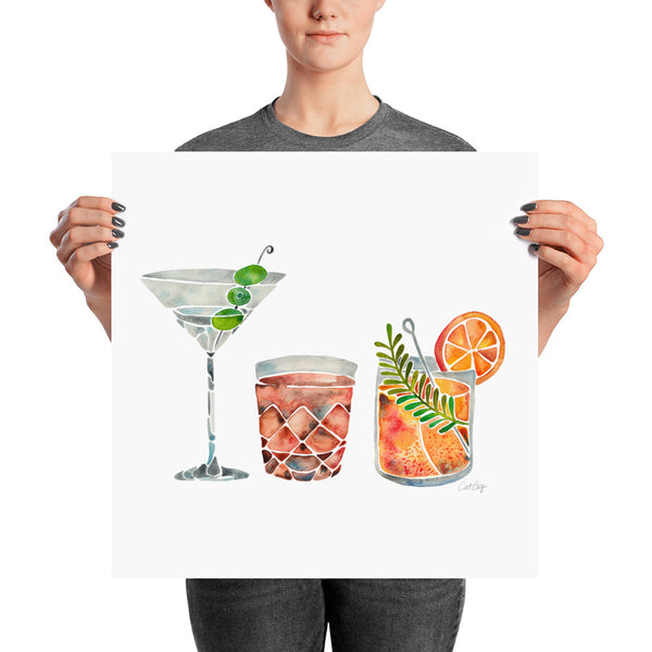 Classic Cocktails  – 1960s Watercolor Lineup • Art Print