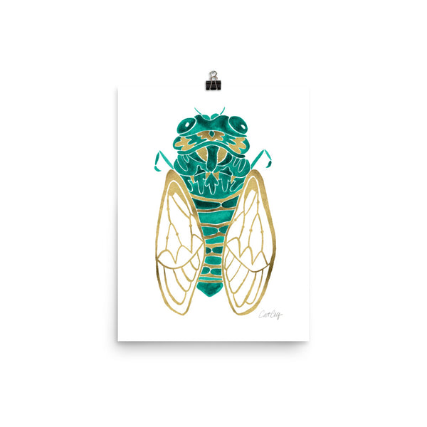 Cicada – Emerald & Gold Palette • Art Print