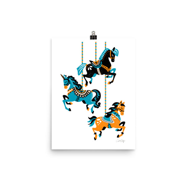 Carousel Horses - Orange Teal