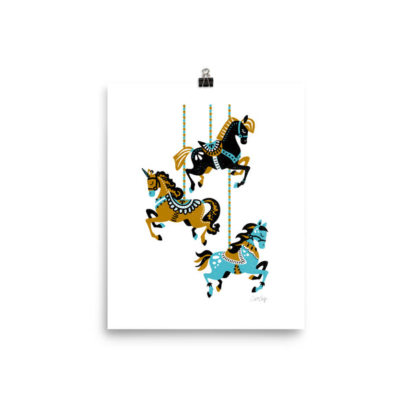 Carousel Horses - Mustard Blue