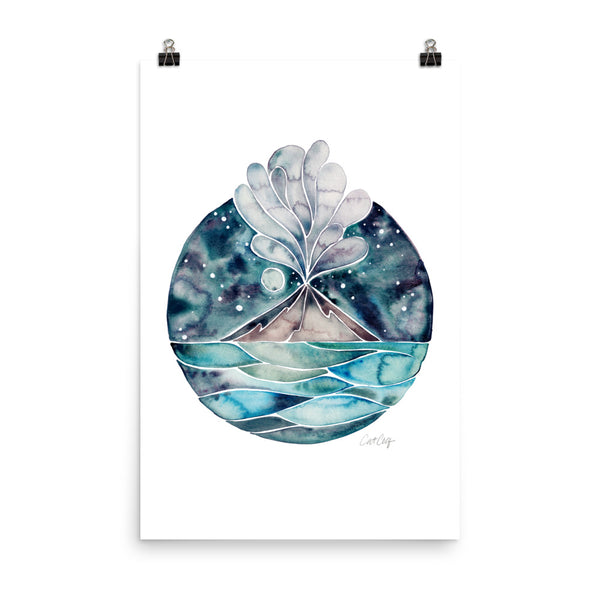 Stromboli Volcano at Midnight – Blue Palette • Art Print