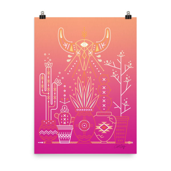 Santa Fe Garden – Magenta Palette  •  Art Print